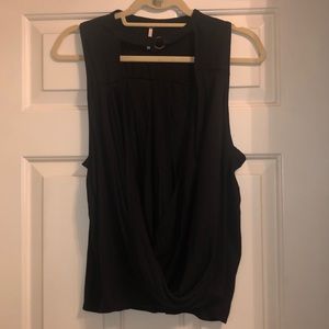 Free People Black Keyhole Blouse